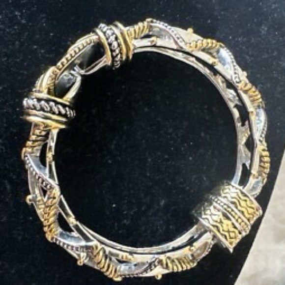 Ornate Two-Tone Bracelet Gold & Silver Rope,Gorgeous Magnetic-Clasp Elegant. - Picture 1 of 8